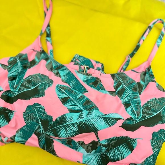 *NEW* JUNIOR PLUS Tropic Palm CORAL Swimsuit - Picture 2 of 12